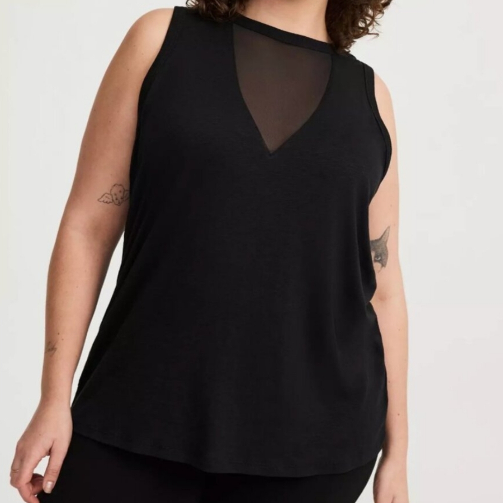 Torrid Black Mesh Detail Tank Top